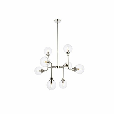 CLING Hanson 8 Lights Pendant In Polish Nickel with Clear Shade CL3477863